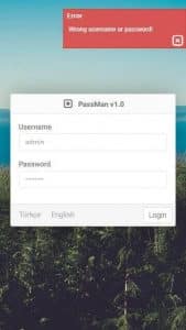 Passman - Password Manager Mobile Login Page Screenshot