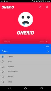 ONERIO Select Province Modal Page Screenshot